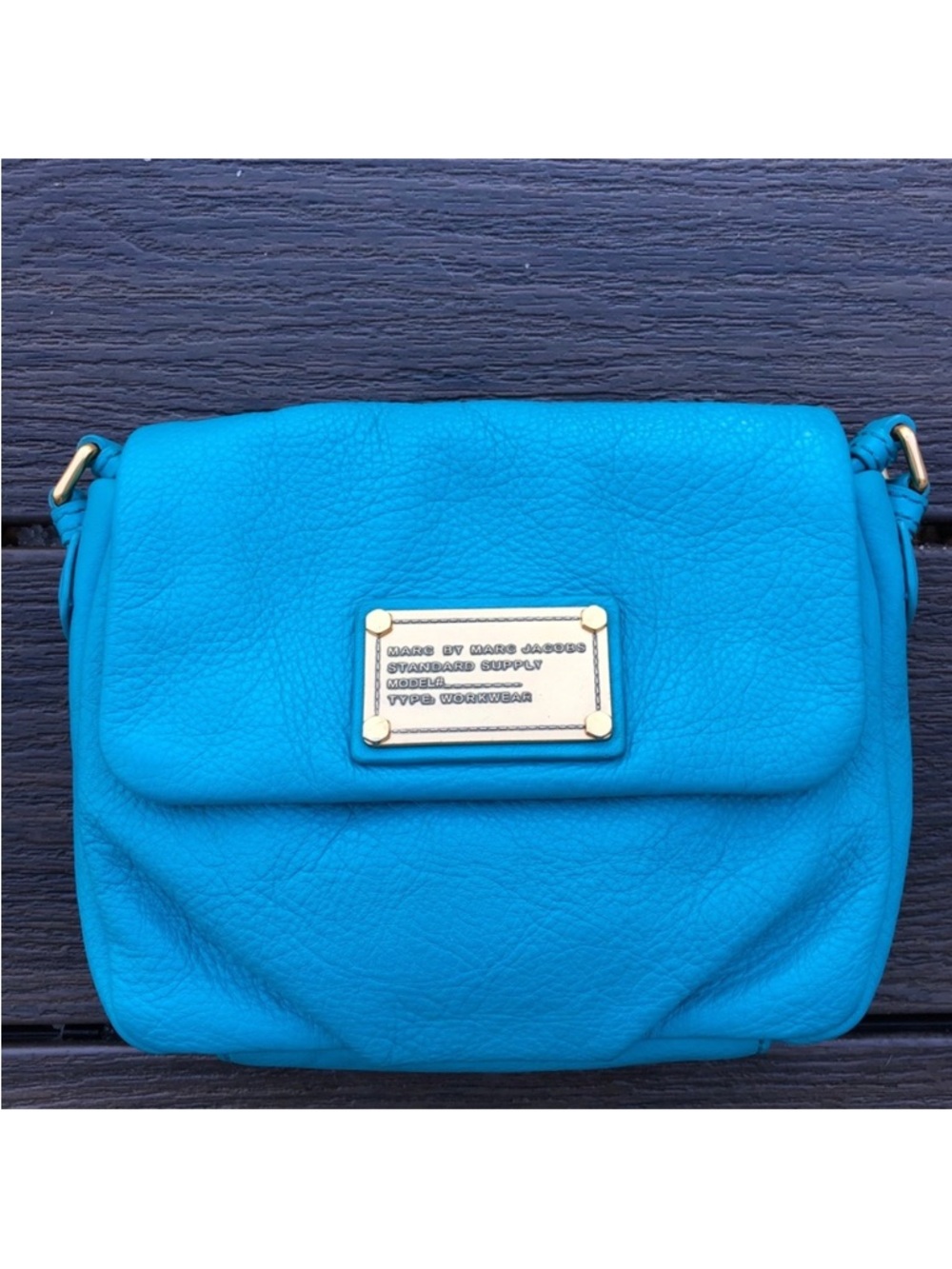 Authentic Marc Jacobs Turquoise Leather Purse Bag.